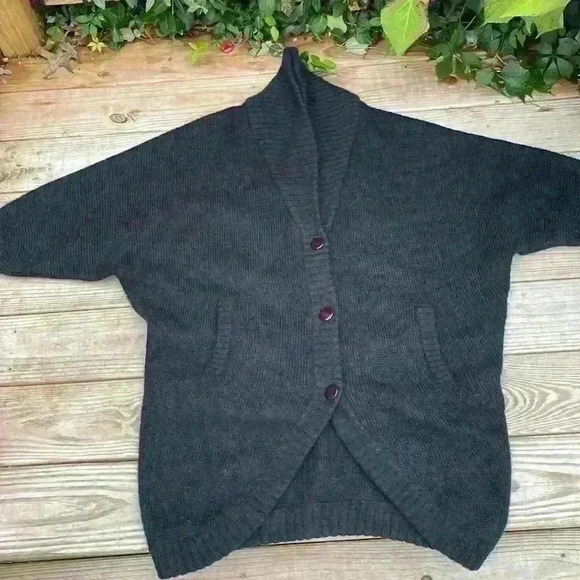 I. B. Diffusion Vintage small mohair wool, bat wing, heavy knit cardigan, black - Picture 9 of 13